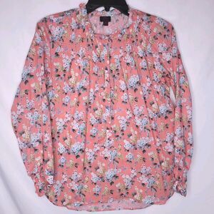 J Crew Liberty Top Womens 6 Floral Coral Josephine Ruffle Popover